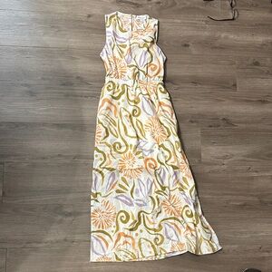 Gilli Floral Midi Dress - White, Purple, Orange, Green Women’s BOHO Dress